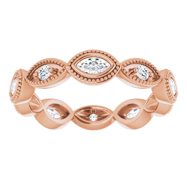 Vintage Inspired 0.75 ct. Marquise & Round Diamond Eternity Band-VIRABYANI